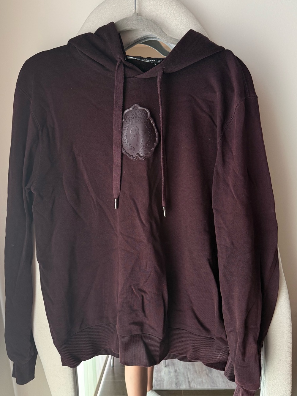 Dolce & Gabbana Plum Hooded Pullover with Medallion